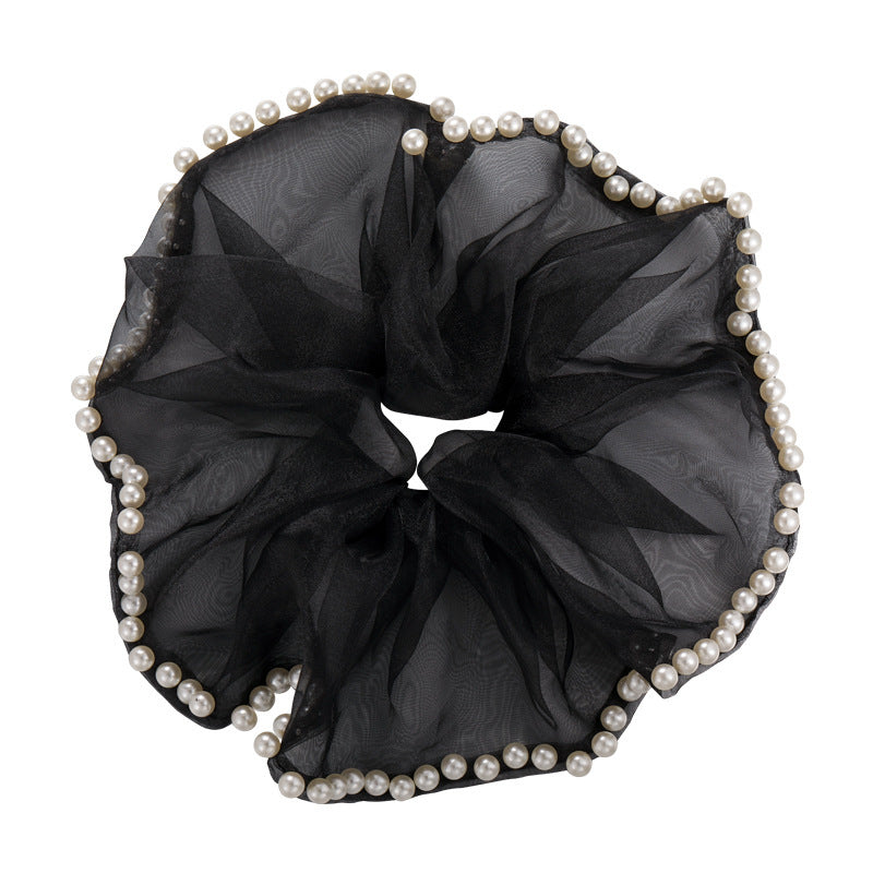 Wholesale Transparent Pearl Mesh Hair Scrunchies